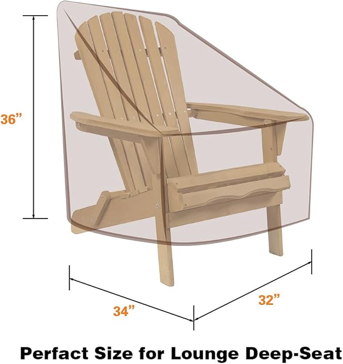 Vailge Patio Adirondack Chair Covers, Heavy Duty Patio Chair Cover, Waterproof Outdoor Lawn Patio Furniture Covers (Standard - 2 Pack, Grey)