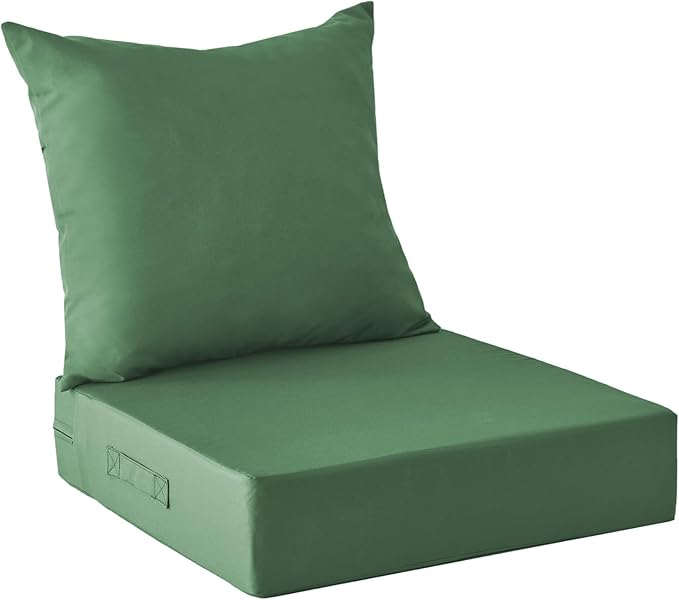 Outdoor Cushions for Patio Furniture,Outdoor Seat Cushion Set 24 x 24 x 4 Inch,Waterproof & Fade Resistant Outdoor Chair Cushions,Deep Patio Chair Cushion with Removable Cover,ForestGreen