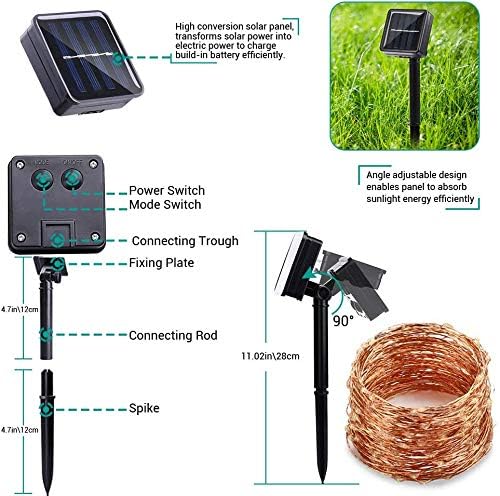 Lomotech Solar String Lights Outdoor - 2 Pack Total 66ft 200LED Solar Fairy Lights Waterproof 8 Modes Twinkle Lights for Outdoor, Patio, Garden, Yard, Party, Wedding, Tree Decoration (Multicolor)