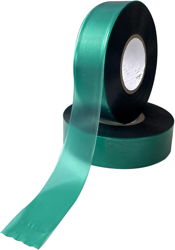 2 Rolls Stretch Tie Tape Garden Tie Green Thick Plant Ribbon for Indoor Outdoor Patio Plant Tree, Branches, Climbing Planters, Flowers, 1 Inch Wide by 150 Feet Long