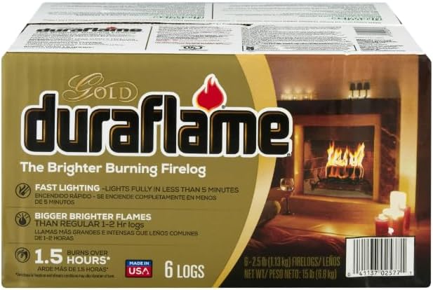 Duraflame Gold 4577 Ultra-Premium Brighter Burning Firelogs, 2 Pack (2.5lb 1.5 Hour Log)