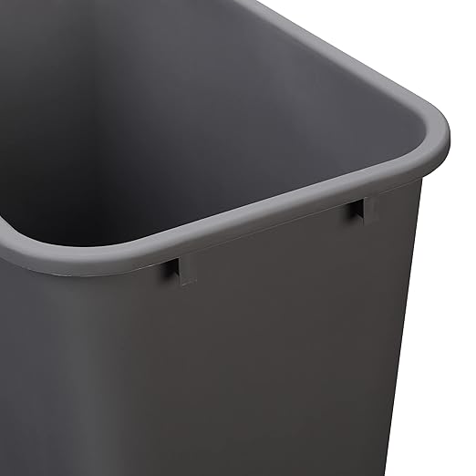 Amazon Basics Lightweight Rectangular Commercial Office Wastebasket, 10 Gallons, Grey