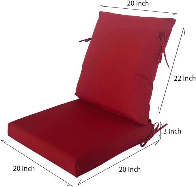 Goodgoods 20"x42" Outdoor Dining Chair Cushion Set of 1 Patio Furniture Cushion Resilient Foam Filling Water-Proof Stain-Resistant UV Resistant Weather Resistant Chairs Couch Sofa Upholstery Chili