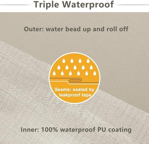 Favoyard Patio Chair Cushions 20 x 20 x 3 Inch Waterproof Outdoor Seat Cushions for Patio Furniture 3-Year Color Fastness Garden Sofa Couch Chair Pads with Handle & Adjustable Straps Set of 2, Beige