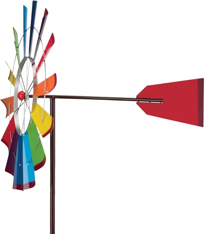 Regal Art & Gift Rainbow Wind Spinner – Metal Yard Decorations Outdoor | Kinetic Garden Spinner for Lawn, Pathway, or Flower Bed | Weather-Resistant Outdoor Sculpture - 77 Inch