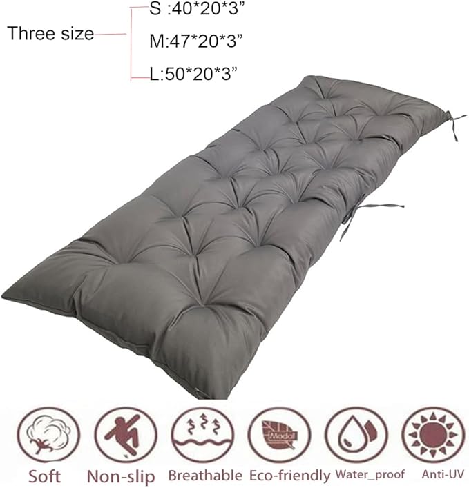 Patio Chair Cushions 2 or 3 Seater Waterproof Bench Cushion with Ties,Outdoor Loveseat Lounge Seat Pads Premium Comfortable Thick Fiber Fill Tufted 47" x 20",Coffee