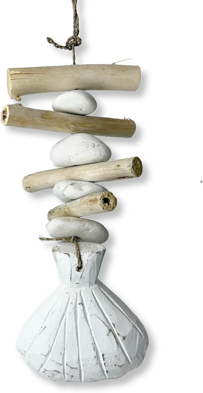 Shell Driftwood Hanging Coastal Decor - Beach Wood Seashell Garland Indoor Outdoor Patio Garden Gift 15"