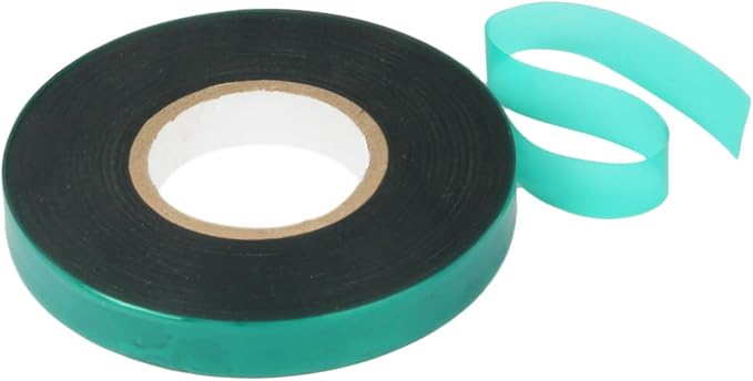 Stretch Tie Tape, 1/2" Garden Tie Tape Roll, 2 Rolls 300 Feet Thick Plant Ribbon Green Vinyl Stake for Indoor Outdoor Patio Plants Branches Flowers