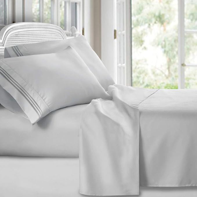 Clara Clark Bed Sheets, Premier 1800 Series 4 Piece Bed Sheet Set, Deep Pocket, Wrinkle, Fade, Stain Resistant, Luxury Soft Bedding Sheets & Pillowcases, Full, Silver Gray