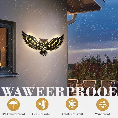 Mothers Day Gifts for Women Solar Metal Wall Art Decor Lights Owl Hanging Outdoor Solar Garden Decor Lights Porch Patio Yard Decorative Warm Gifts for Women Mom