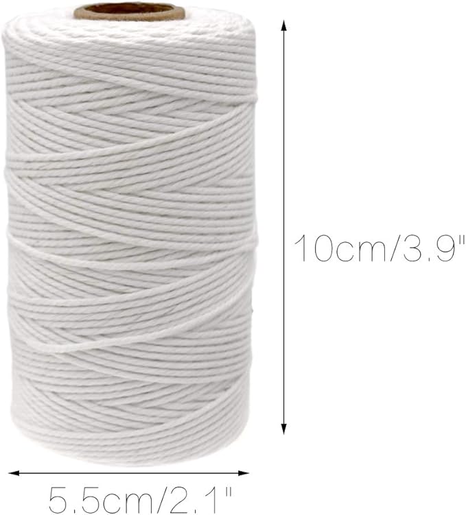 jijAcraft Butchers Twine 984 Feet, 2mm Cotton Twine String, Food Safe Kitchen Cooking Bakers Twine String for Meat Trussing, White Cotton String for Turkey Sausage Butcher Food Prep