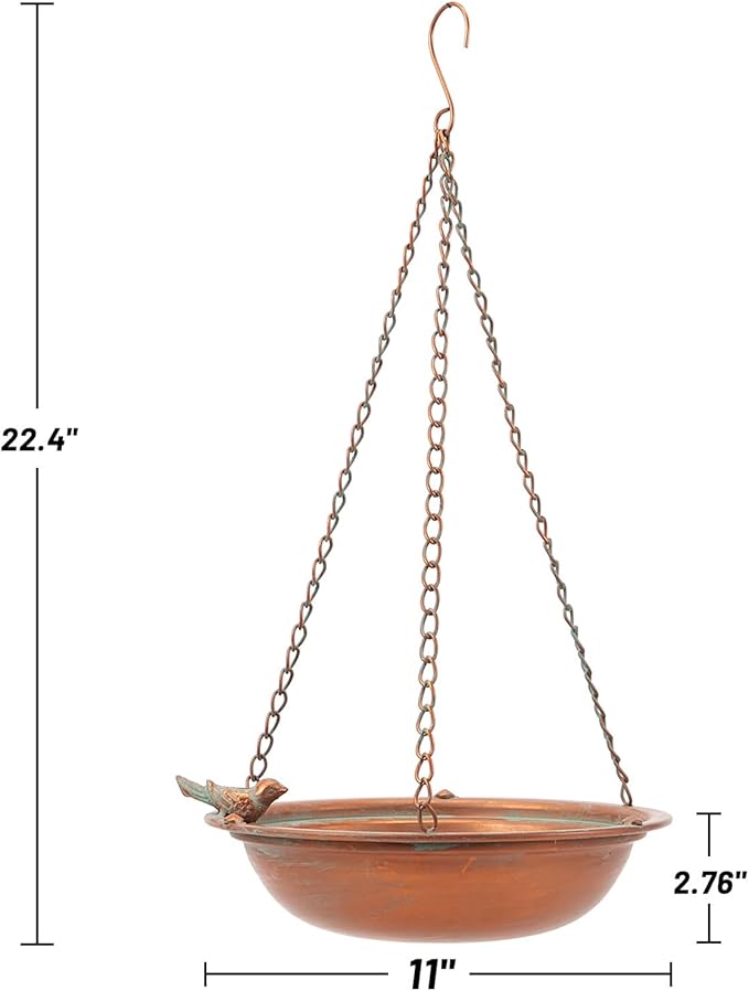 Metal Hanging Bird Baths for Outdoors,Outdoor Bird Feeder,Backyard, Patio Garden Yard Decoration (Champagne)