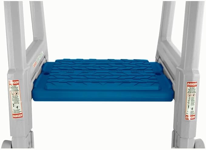 Confer Plastics Step-1X with 8000X Ground to Step Ladder: Above Ground Entry System, Dual Handrails, Slip-Resistant Steps, Supports 300 lbs, Easy Install – Made in USA, White with Blue Step-1