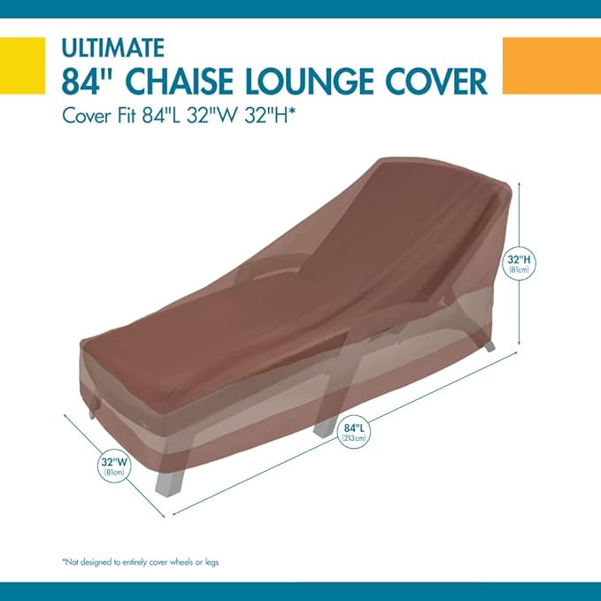 DUCKCOVERS Ultimate Waterproof 86 Inch Patio Chaise Lounge Chair Cover, Patio Furniture Covers