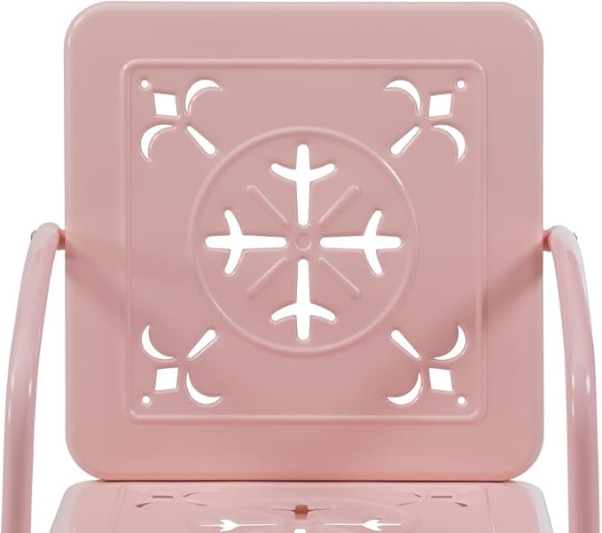 Crosley Furniture Azalea 2-Piece Outdoor Chair Set, Vintage Retro Metal Patio Chairs for Dining, Porch, Deck, Pastel Pink Gloss