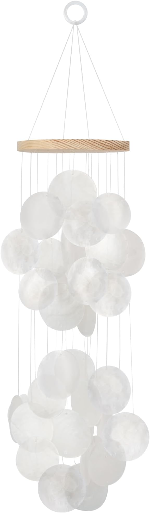 Wind Chimes for Outside, Handcrafted White Capiz Shells Windchime Coastal Style Decor for Indoor/Outdoors, Garden Decors, Great Gift for Women, Beach Hanging Decor, Wind Chimes Lovers and More
