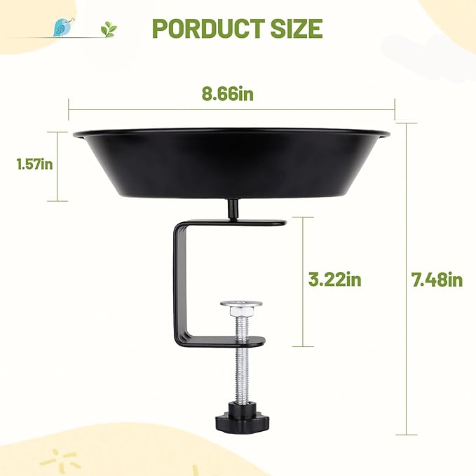 Balcony Bird Feeder for Deck Railing, BOLITE Deck Mounted with Seed Tray for Outdoors, Adjustable Heavy Duty Sturdy Steel, Garden Decoration, Black, Gifts for Men Women