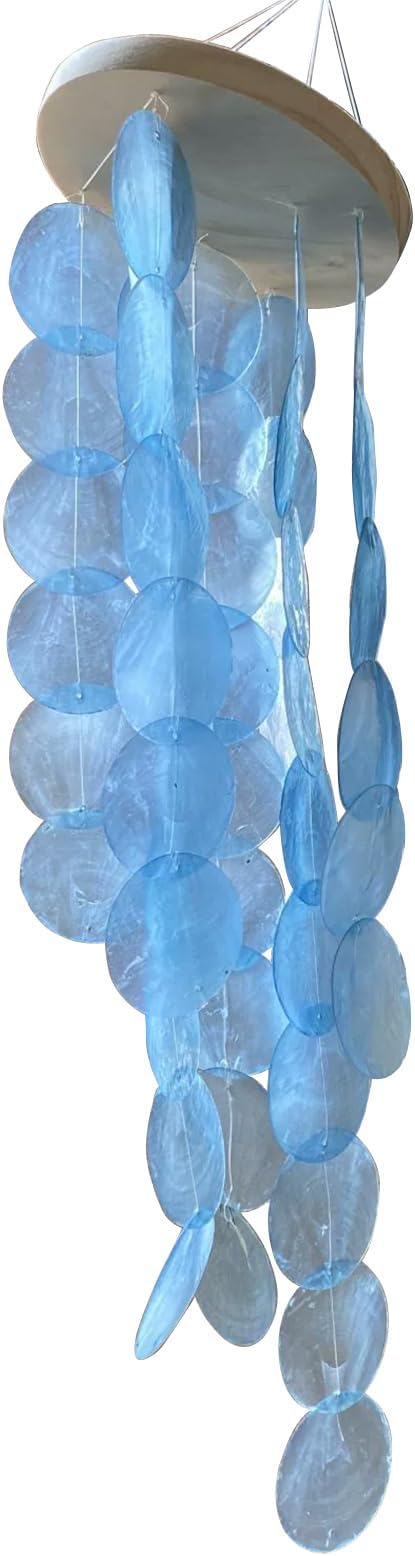 Handmade Colored Capiz Shells Windchimes Coastal Type Decoration for Indoor and Outdoor Use Garden Decoration