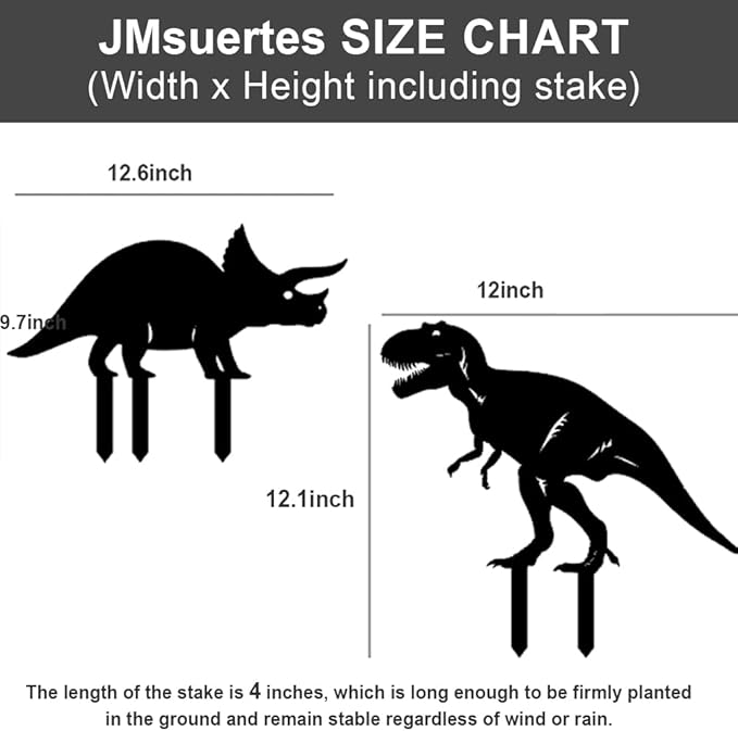 Dinosaur Metal Decorative Garden Stakes Dinosaur Gifts for Women Men Mom Birthday Gifts Silhouette Statues for Garden Decor, Yard Art, Patio, Outside, Lawn Ornaments, Outdoor Decorations