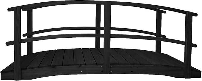 10 FT Black Amish Made Garden Bridge with Double Rails for Walkway, Backyard Pond & Landscaping, Outdoor Wooden Footbridge for Koi Pond, Japanese Style Decorative Bridge, Made in USA