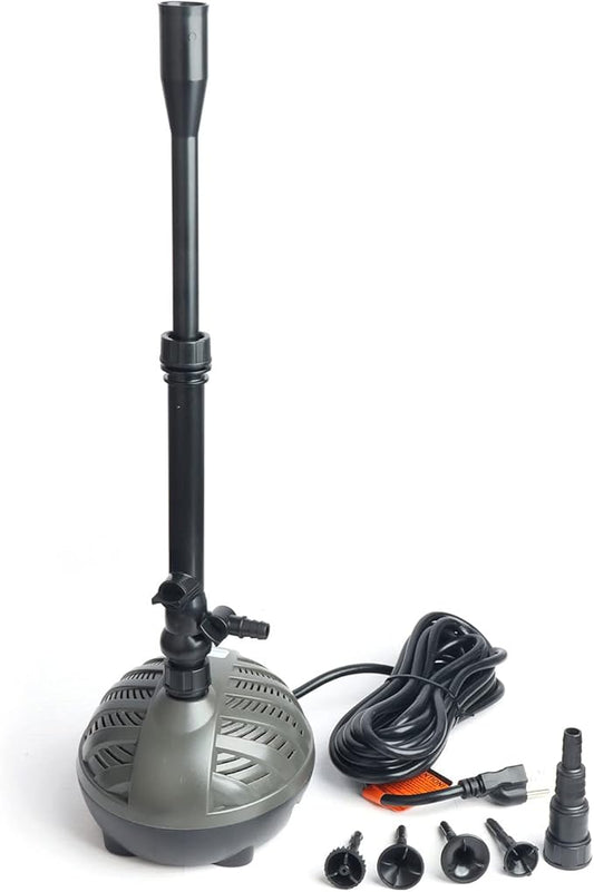 WaterRebirth HSP1000N Turtle Shell Submersible Pump with Fountain Jets - for Turtle Tanks, Ponds, Aquariums - 264GPH High Flow