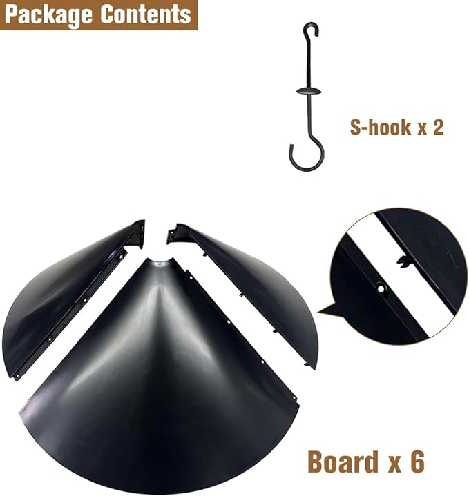 Garbuildman Squirrel Baffle for Bird Feeder Pole, Outside Hanging Mount Bird House Guard for Outdoor Shepherd’s Hook,19 Inch Diameter, 2 Packs