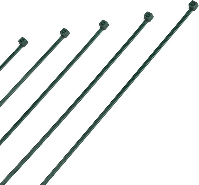 100 Pcs 8 Inch 3mm Dark Green Nylon Garden Cable Zip Ties Self Locking Cable Ties Twist Ties