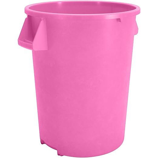 SPARTA Bronco 32 Gallon Trash Can, Thick Polyethylene Bin, NSF Certified Waste Container with Top Handles, Bottom Handholds, Reinforced Base and Stackable, LLDPE, 32 Gallon, Pink (Pack of 4)