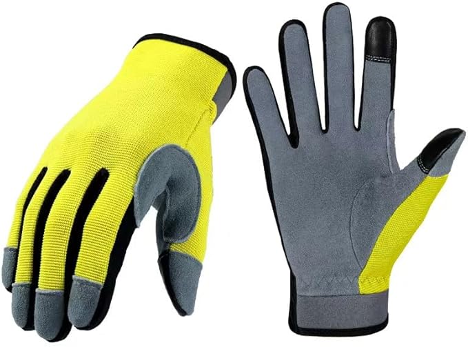 Men's & Women's Breathable Deerskin Palm Touchscreen Gloves for Cycling, Gardening, Hiking - Lightweight & Sweat-Absorbent Outdoor Work Gloves