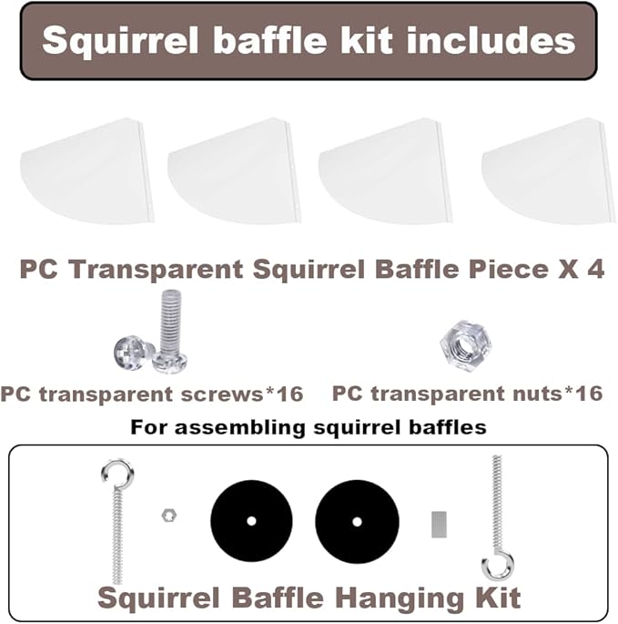 24inch Squirrel Baffle for Hanging Bird Feeders, Made of Transparent Extra Thick Pc Material, Outdoor Bird Feeder Seed Rain Cover.
