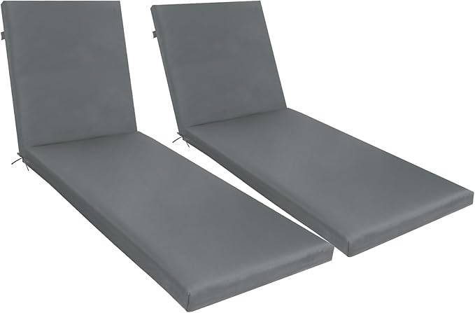 Only choice Outdoor Chaise Lounge Cushion Set of 2, 75" x 24" Lounge Chair Cushion Water-Resistant & Fade-Resistant for Lawn, Pool, Replacement Seat Cushion for Patio (Gray)