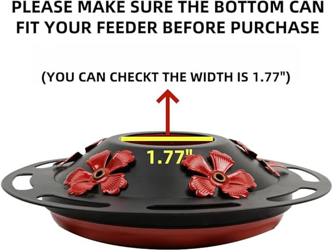 WOSIBO Hummingbird Feeder Replacement Bottom Base Replacement Part Includes Red Plastic Base Metal Top and Brushes (Black Circle)