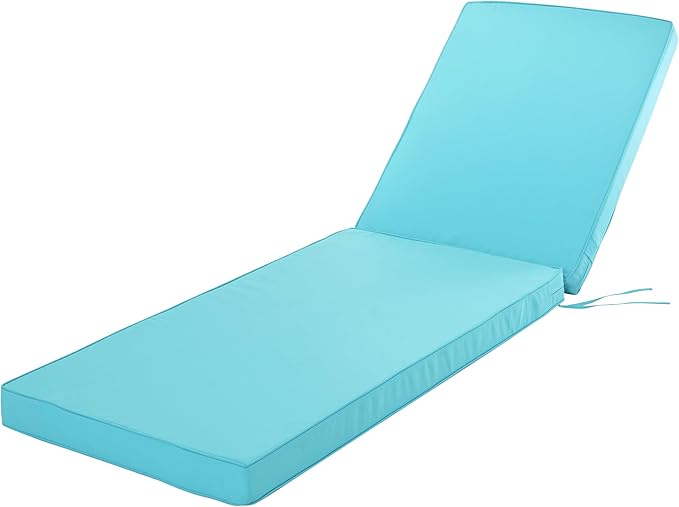 Chaise Lounge Cushion for Outdoor Furniture, Waterproof Fade and Tear Resistant Lounge Deck Chair Cushions for Patio Lawn Pool Resort Hotel, 80x26x3 Inch, Light Blue