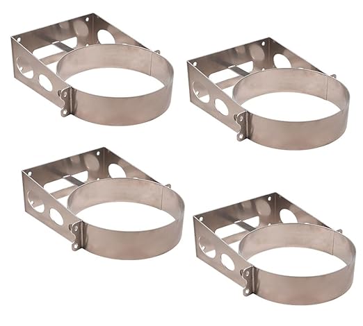 Mytee Products 4 Pack 6 Gallon Aluminum Trash Can Brackets Mount for Truck & Trailers - for Flat Vertical Surface & Carriers Mounting Holder for Galvanized Trash Can 11-3/4"