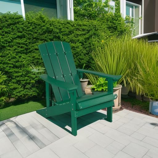 Flash Furniture Charlestown Commercial Grade Indoor/Outdoor Adirondack Chair, Weather Resistant Durable Poly Resin Deck and Patio Seating, Green