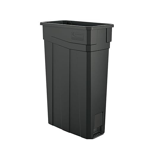Suncast Commercial 23 Gallon Resin Narrow Trash Can with Handles, Gray, Made in the USA