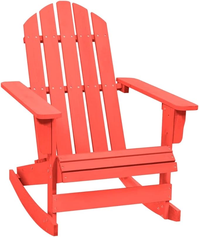vidaXL Red Patio Rocking Adirondack Chair with Sturdy Solid Fir Wood Structure, Ergonomic Design for Optimal Comfort, Weather Resistant and Easy to Clean