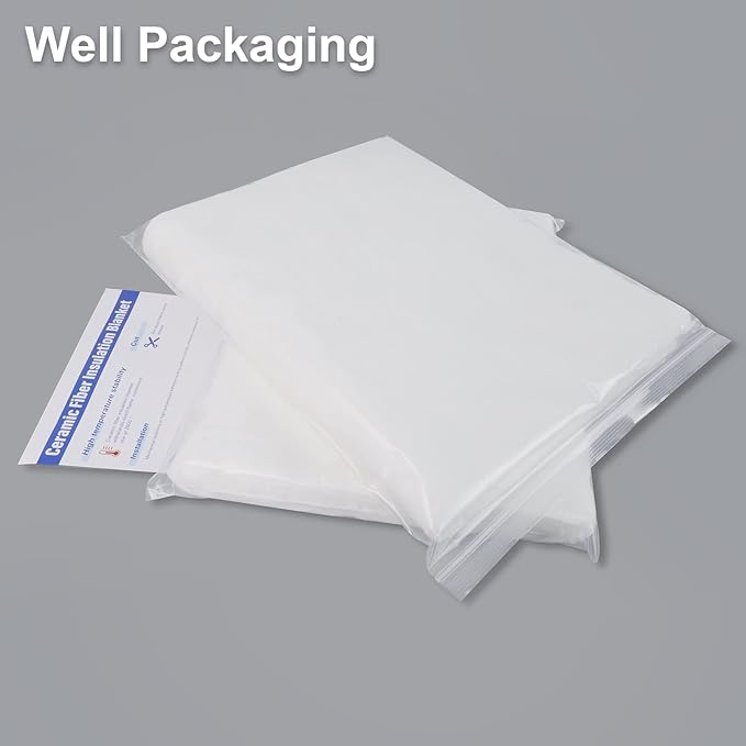 Ceramic Fiber Insulation, 2 Pieces 24"x15.7"x1"Thick, 2600F Fireproof Insulation Blanket for Wood Stove Baffle, Fireplace, Pellet Stove, Chimney, Furnace, Boiler, Pizza Ovens and Forge