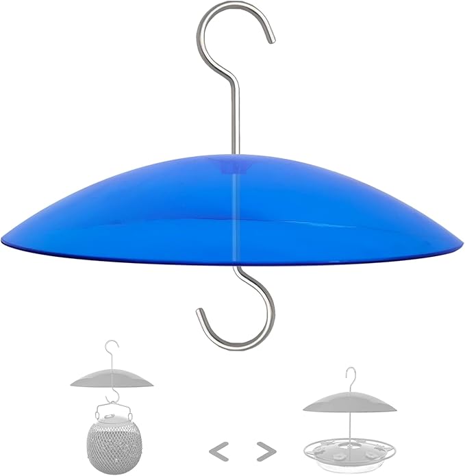 8" Mini Rain Cover for Bird Feeder/House - Blue Small Protective Dome Guard Against Rain/Snow/Sun - Dia. 20CM