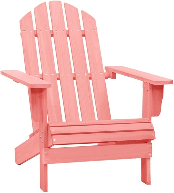 Patio Adirondack Chair Solid Fir Wood Pink, Patio Dining Chairs, Bar Stools, Outdoor Seating for Outdoor Relaxation and Entertaining in Your Backyard or Poolside