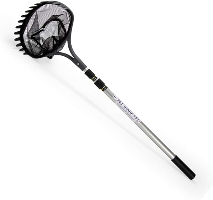 Aquascape Pond Shark PRO, 3-in-1 Professional Pond Net with Rake and Scraper, Heavy-Duty Design, Telescopic Handle Extends to 96 Inches, Ideal for Pond Cleaning and Maintenance