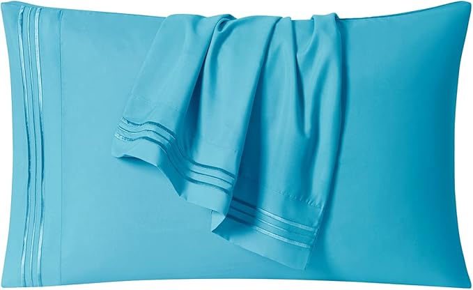 Clara Clark Bed Sheets, Premier 1800 Series 4 Piece Bed Sheet Set, Deep Pocket, Wrinkle, Fade, Stain Resistant, Luxury Soft Bedding Sheets & Pillowcases, King, Beach Blue