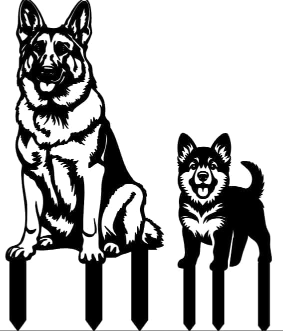 Metal Garden Dogs German Shepherd Stakes(2 Pack), German Shepherd Garden statue for Women/Men Dog Lovers Gifts for Lawn Ornaments, Garden Decorations, Yard Art