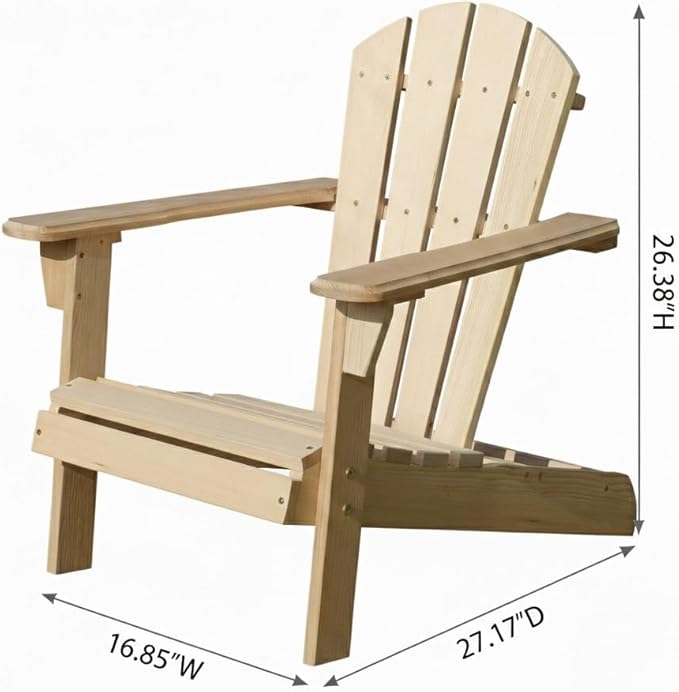 Kids Wooden Adirondack Chair, Children's Outdoor Patio Furniture, Garden, Lawn, Deck Chair, Unfinished