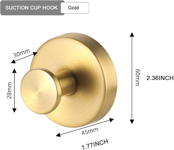 Suction Cup Wreath Hanger，Suction Cup Hooks Hanging 15 Lbs，Waterproof Suction Cup Wreath Holder for Windows, Shower, Wreaths，Smooth Doors (Gold, 2)