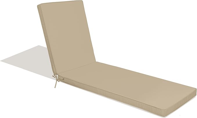 Only choice Outdoor Lounge Chair Cushions Patio Chaise Lounge Replacement Cushions Funiture Seat Cushions Chair Pads (Dark Beige-1 pcs)