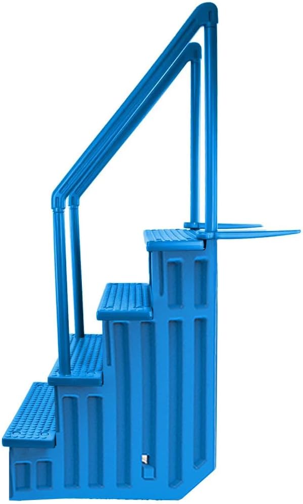 Aqua Select Anti-Slip in-Pool Steps | Blue | for Above Ground Swimming Pools | Can Mount to Decks 48" to 54" H | Safety Stairs Capacity Up to 350 lbs