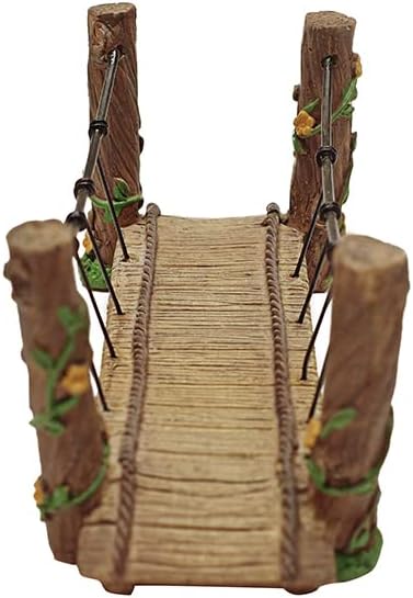 Treasure Gurus Rope Wooden Bridge Outdoor Fairy Garden Ornament Miniature Dollhouse Decor Accessory