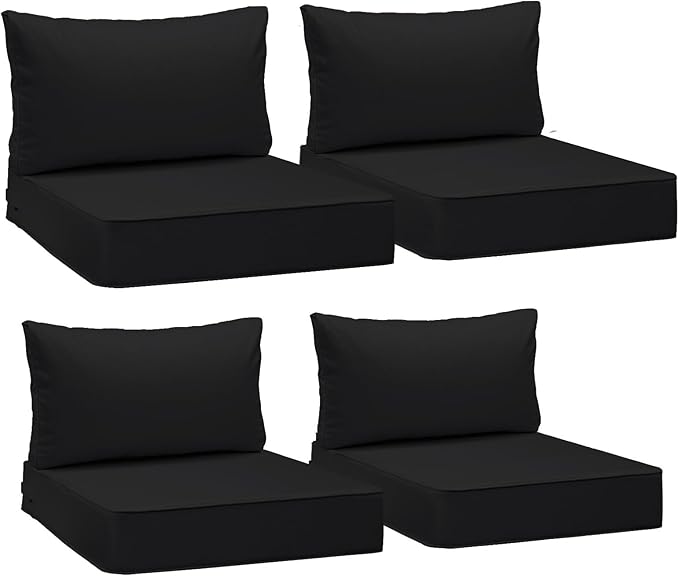 AAAAAcessories Outdoor Deep Seat Cushions, Waterproof, Fade-Resistant Patio Furniture Replacement Cushions, 24" x 24" x 5" + 24" x 13.5", Set of 4, Black