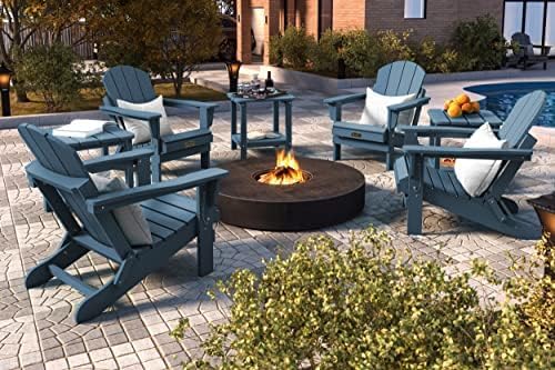 SERWALL Foldable Adirondack Chair Set of 2 for Patio Garden Outdoors Fire Pit-Blue